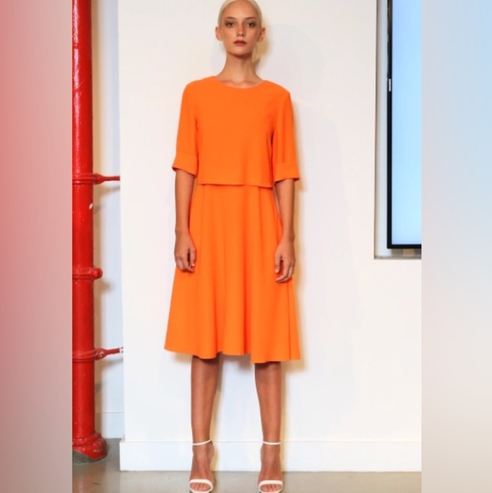 St. Emile Orange Color Midi Dress